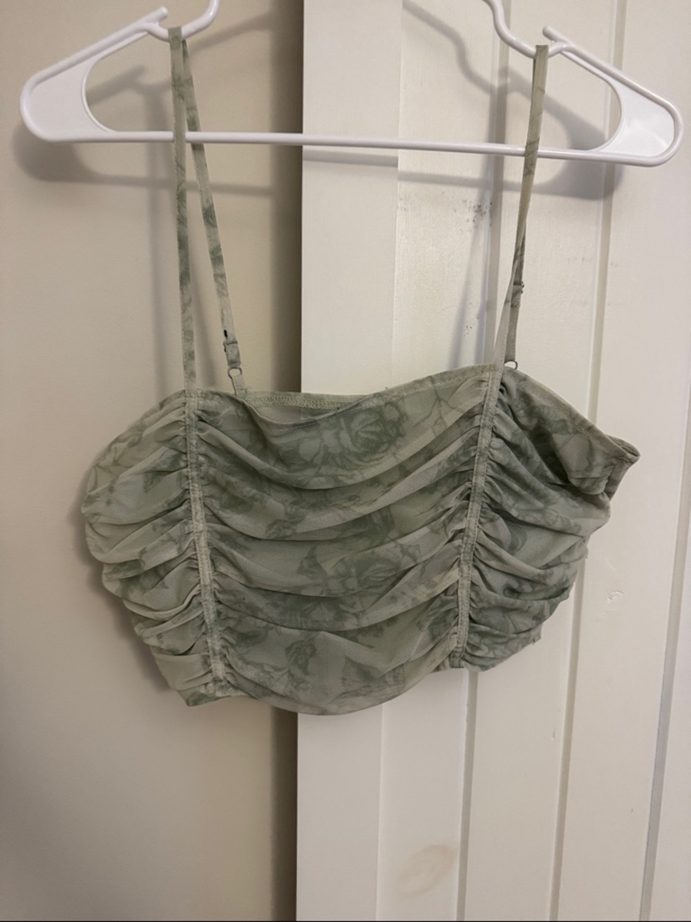 Nasty Gal Sage Green Sheer Mesh Top
